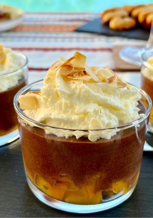 A picture of Chocolate Mousse and Peach Parfaits.