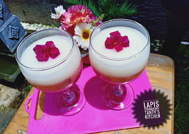 Resep masakan Puding susu lapis strawberry | Cara Masak Puding susu lapis strawberry Yang Paling Enak