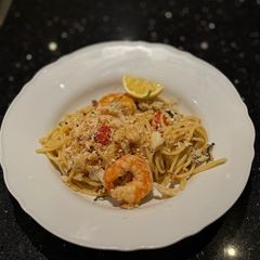 A picture of Carb and Prawn Chilli Linguine.