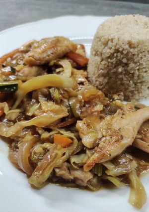 Una foto de No pollo con almendras