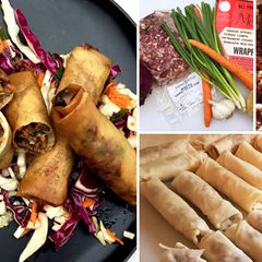 A picture of Wagyu Beef Lumpia with Asian-Style Slaw & Sweet Chili Sauce.