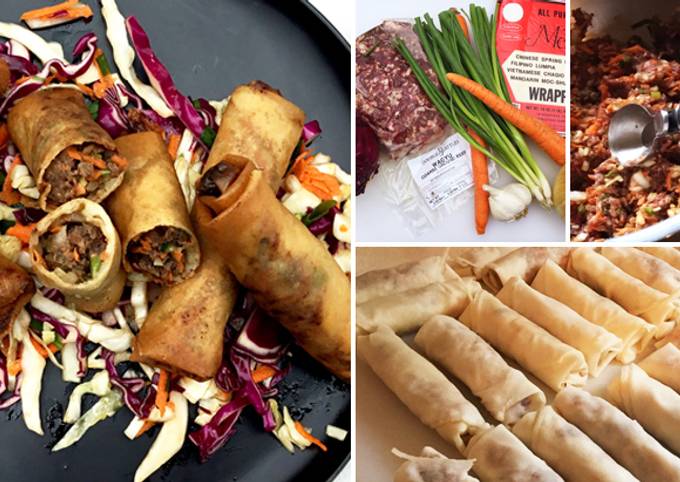 Recipe of Super Quick Homemade Wagyu Beef Lumpia with Asian-Style Slaw & Sweet Chili Sauce