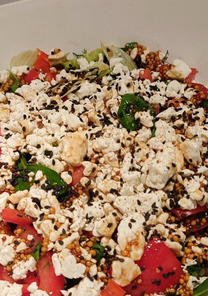 Овочевий салат з творогом та кунжутом😋