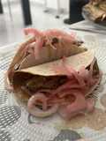 Taco de costilla de vaca adobada con miel y vermut de Reus