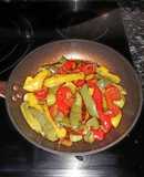 Pimientos con salsa de soja