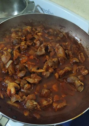 Una foto de Mollejas con champiñones al chipotle
