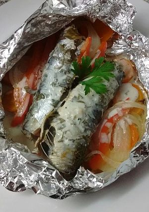 Una foto de Sardinas en papillote con salsa de queso crema