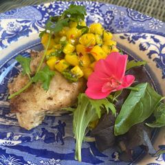 A picture of Lemon and Ginger Chicken with Mango Salsa.