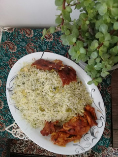 عکسی از دستور باقالی پلو با مرغ 🍗🍗