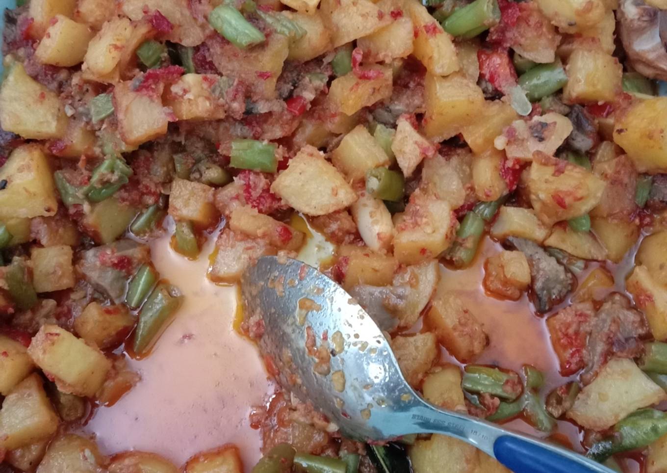 Sambel goreng kentang ati buncis basah