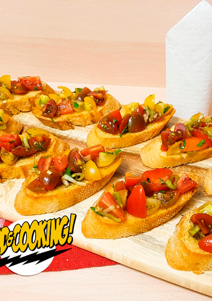 Una foto de Bruschetta de Tomate y Albahaca