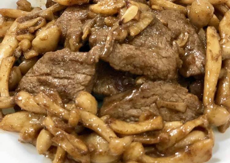 Recipe of Speedy Stir Fried Beef with Shimeji Mushrooms