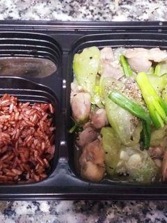 Hình của món Lòng xào mướp.