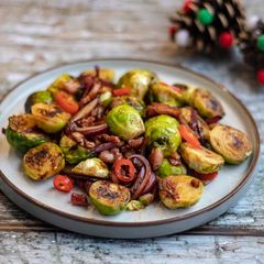A picture of Asian style grilled Brussel Sprouts 🌲.