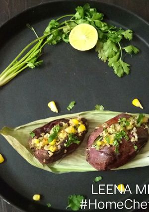 A picture of Baked stuffed Sweet Potato.