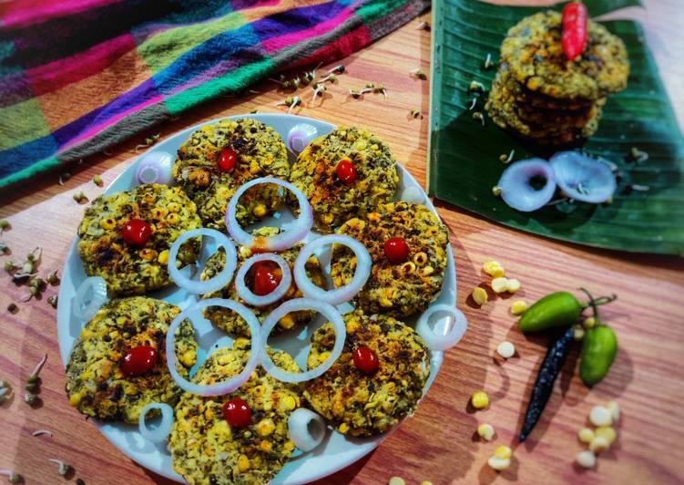 Moong sprout and chana dal tikki