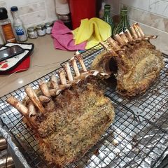 A picture of Roasted rack of lamb.
