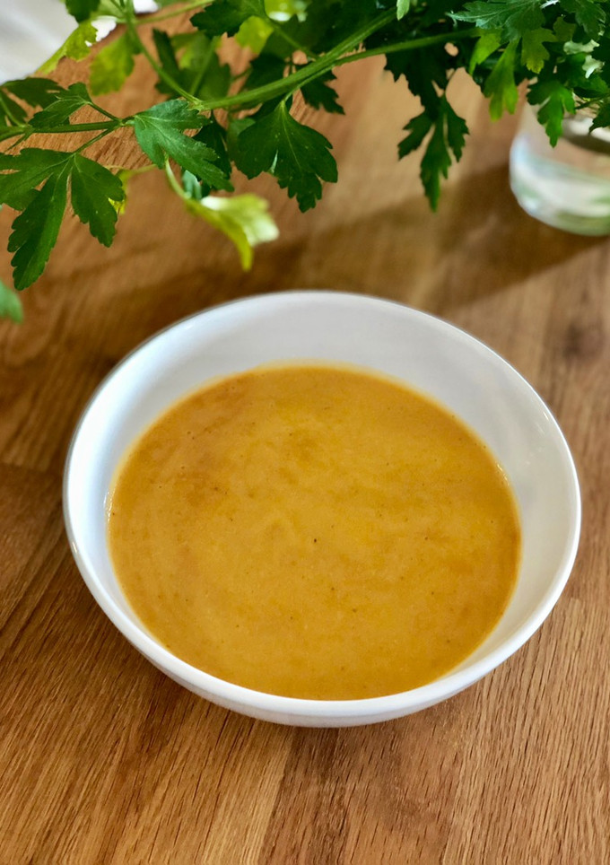 Una foto de Crema de calabaza, calabacín y zanahoria en Thermomix