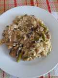 Risotto de pollo, Champiñones y Espárragos