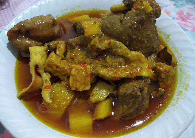 Rendang ati ampela kentang tempe