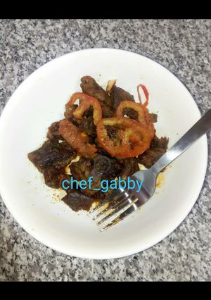 A picture of Goatmeat stir fry.