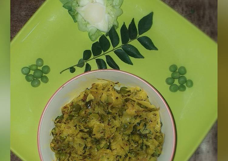 Learn How To Cabbage green peas dry curry