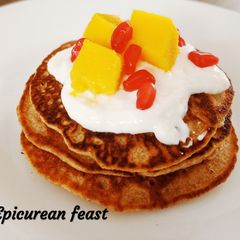 A picture of Eggless whole-wheat cinnamon pancakes.