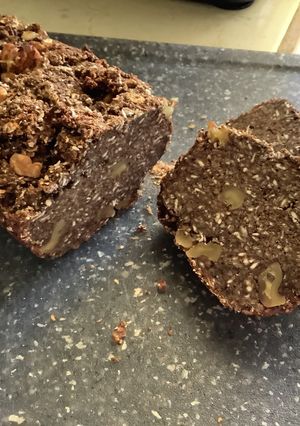 A picture of Oatmeal Bread (Cocoa Powder, Nuts, Banana) GF EF.