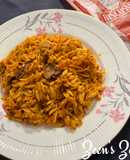 Orzo with Button Mushrooms in Red Sauce