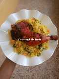 Spinach rice and tandoori chicken