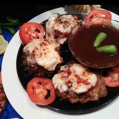 A picture of Cheesy Chapli Kabab.