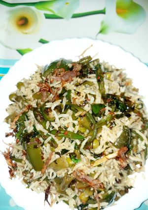 A picture of Tadka Green pulao.