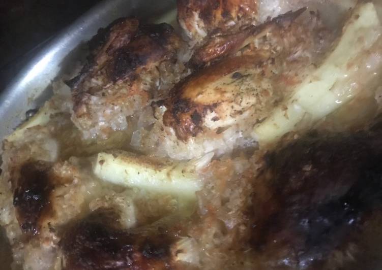 صينية دجاج بالبصل والطماطم بطريقتي