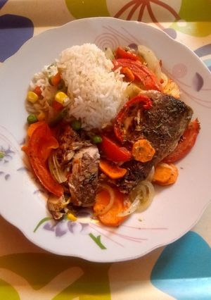 Una foto de Jurel tipo salmón 😅 al horno