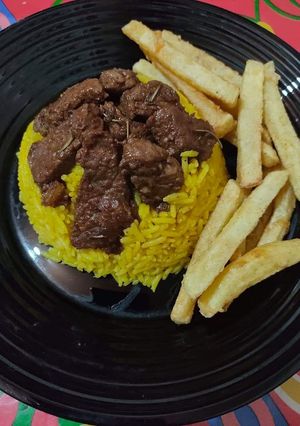 صورة لوصفة ارز بسمتي باللحمه ولا في الخيال 😍😍😍