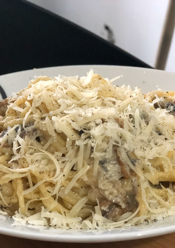 Una foto de Spaghetti con champiñones