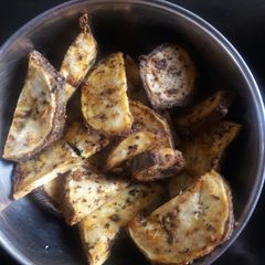 A picture of Jeera pepper raw banana roast.