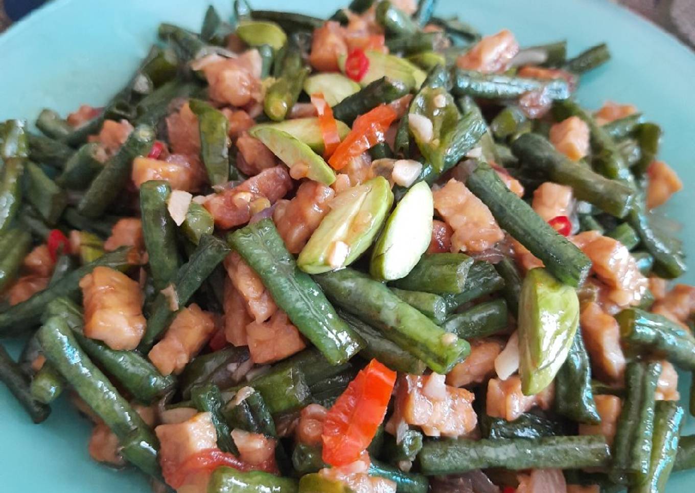 Tumis Kacang Panjang Tempe Pete