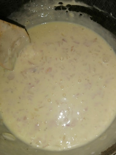 Una foto de Salsa 4 quesos con jamón y cebolla