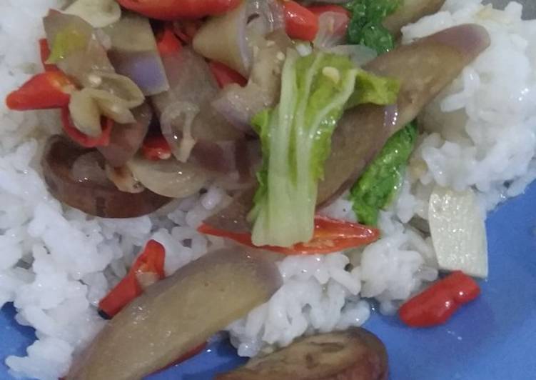 Oseng hemat terong sawi putih