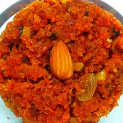 A picture of Carrot halwa with jaggery no milk no milk product.
