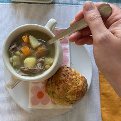 A picture of Simple Leftover Lamb Chunky Soup.