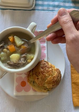 A picture of Simple Leftover Lamb Chunky Soup.