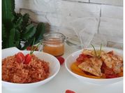 Une photo de riz au chorizo