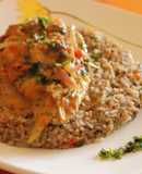 Tacu tacu con  pescado a la chorrillana