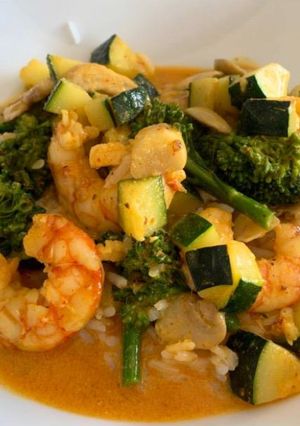 Una foto de Curry Thai de gambas