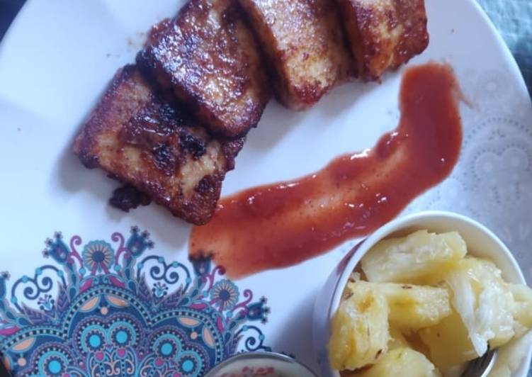 Grilled paneer with plum sauce