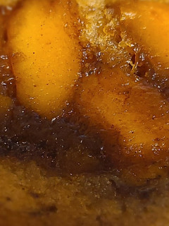 A picture of Easy upside-down peach cobbler cake.