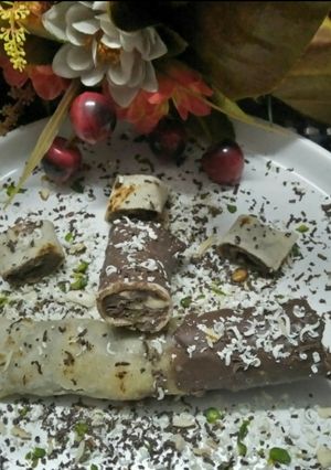 A picture of Nuty and Chocolaty Rice roti wrap.