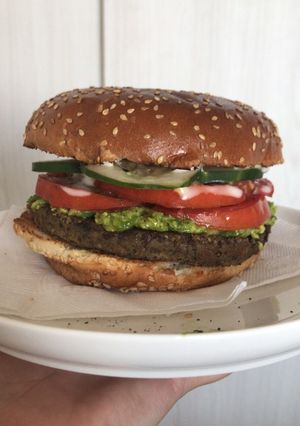 Una foto de Hamburguesa de porotos negros